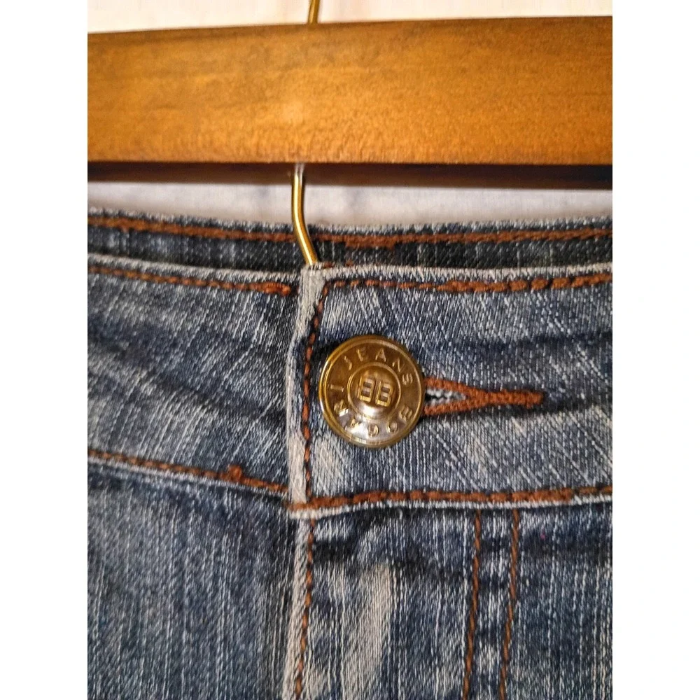 Y2K Bogari Women Size 4 Blue Dark Wash Whiskered Straight Leg Jeans